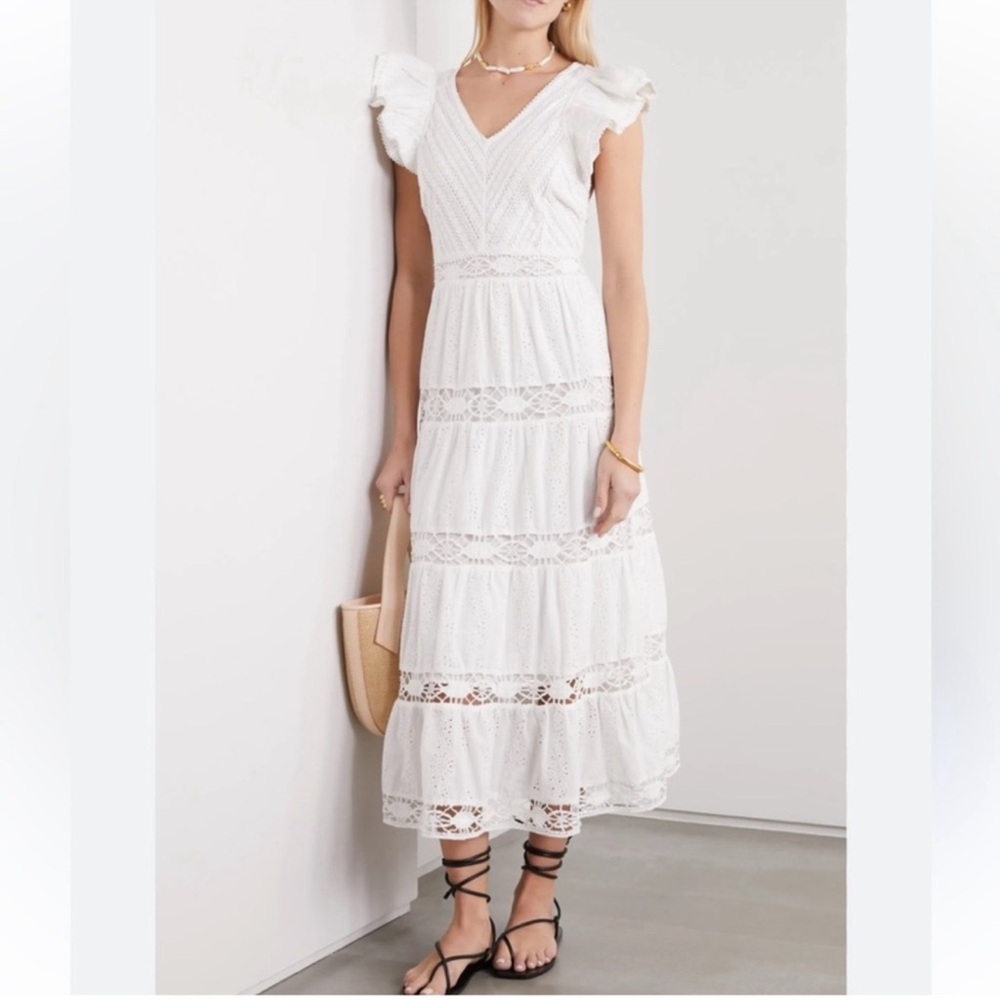 Sea New York Lea White Lace Midi Dress NWT